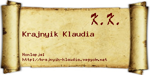 Krajnyik Klaudia névjegykártya
